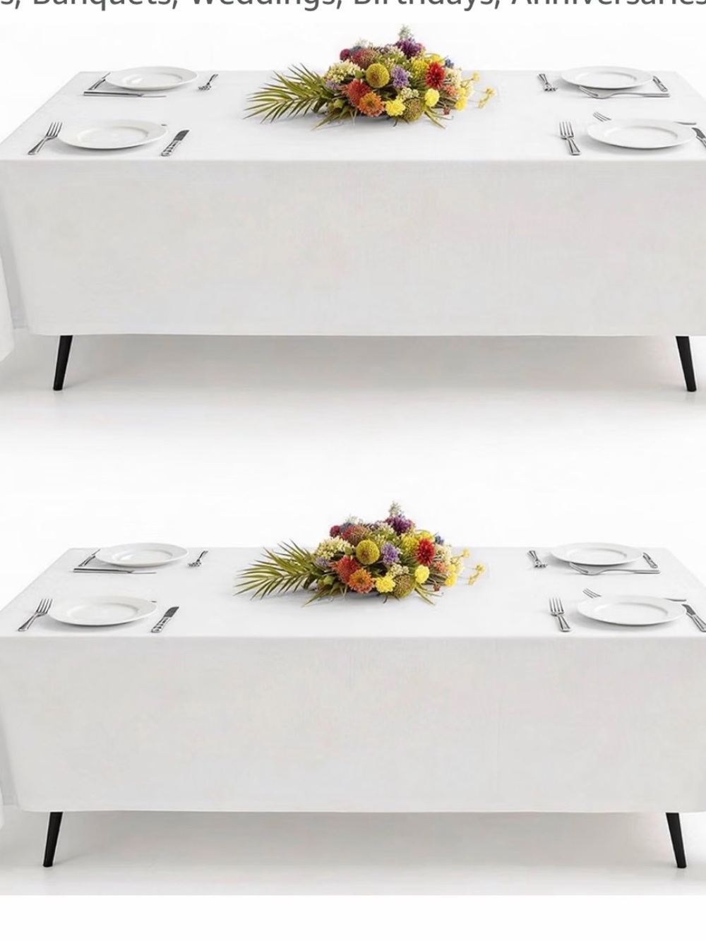 2 Classic White Tablecloth for Home Dining - Crisp White